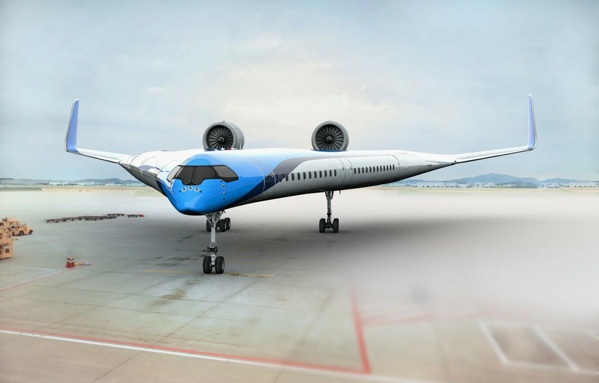 (модель, самолета, flying-v, совершил, первый) Модель самолета KLM Flying-V совершил первый полет